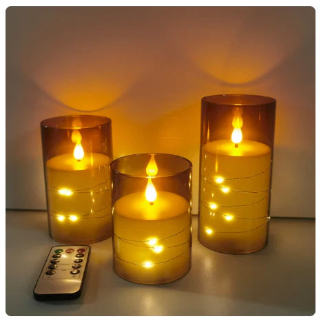 5 Pcs of Brand-new LED tea candles: Flameless, battery-powered, flashing tea light with a timed remote control for decorating a birthday home.