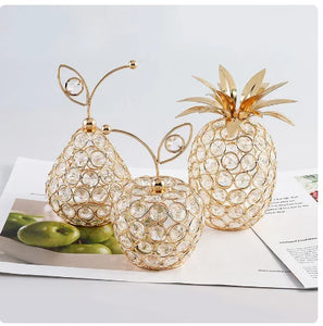 Pack of 10 ornament Gifts for Home Wedding Decor: 3D Rhinestone Pear Apple Ornament with Bling glistening crystal tabletop crafts, decorations, and props for photography