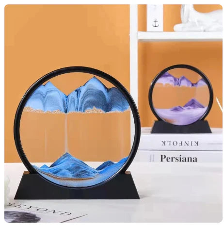 Pack of 3, 3D Animated Sand Painting Image Round Glass Deep Sea Sandbox Hourglass Office Home Decoration Gift: Flowing Painting Quicksand Craft