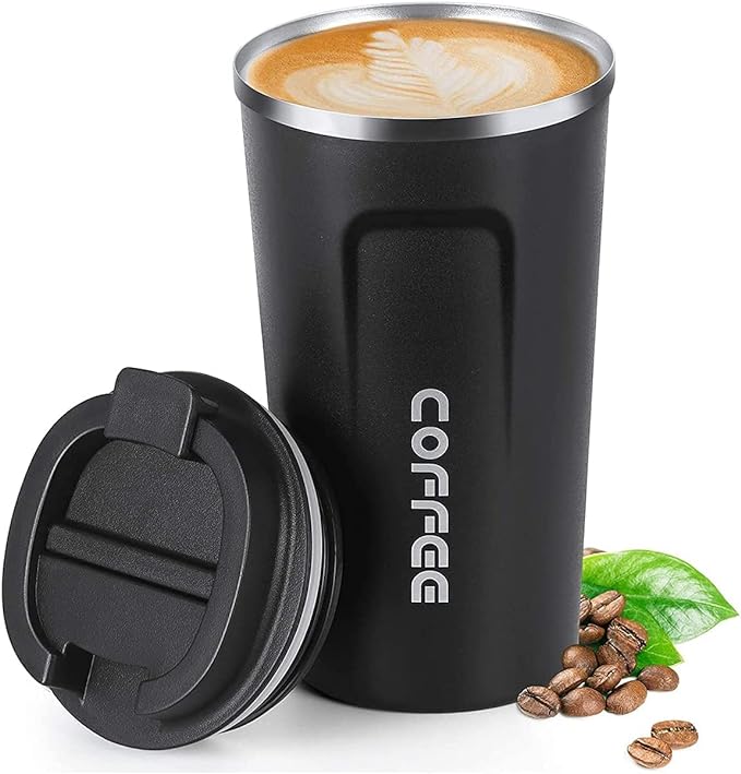 Insulated Coffee Mug with Lid, 18oz Vacuum Stainless Steel Tea Tumbler Cup, Durable Double Wall Leak-Proof Reusable Coffee Cup Thermos Mug for Travel Office School Party Camping