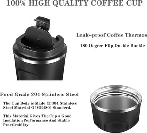 Insulated Coffee Mug with Lid, 18oz Vacuum Stainless Steel Tea Tumbler Cup, Durable Double Wall Leak-Proof Reusable Coffee Cup Thermos Mug for Travel Office School Party Camping