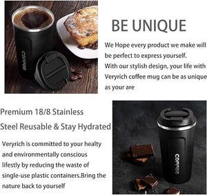 Insulated Coffee Mug with Lid, 18oz Vacuum Stainless Steel Tea Tumbler Cup, Durable Double Wall Leak-Proof Reusable Coffee Cup Thermos Mug for Travel Office School Party Camping