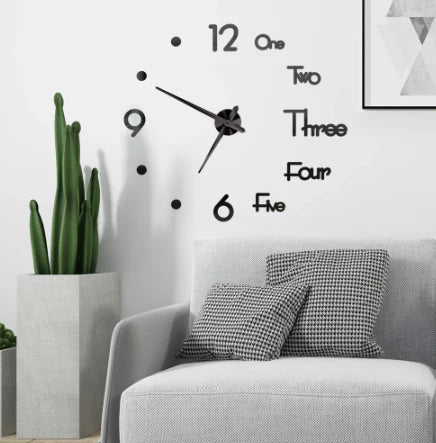 Wall Clock in Three Dimensions Diy Large Wall Clocks with Acrylic Mirror Stickers for a Modern Living Room Silent House Decoration with Self-Adhesive Quartz Watch