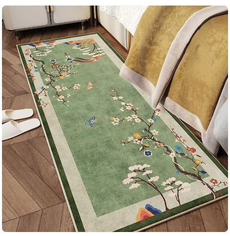 Chinese Classical Bedroom Bedside Carpet Traditional Landscape Flower Bird Painting Balcony Rug IG Large Area Luxury Decoration Home