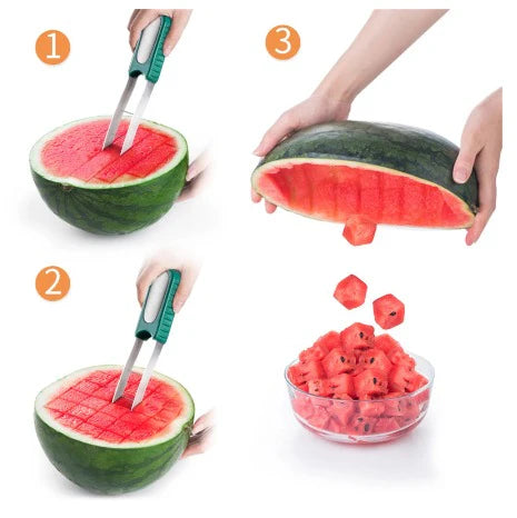 Pack of 10 of 304 Stainless Steel Watermelon Cutter Kitchen gadgets - Watermelon Artifact Slicing Knife Knife Corer Fruit and Vegetable Tools