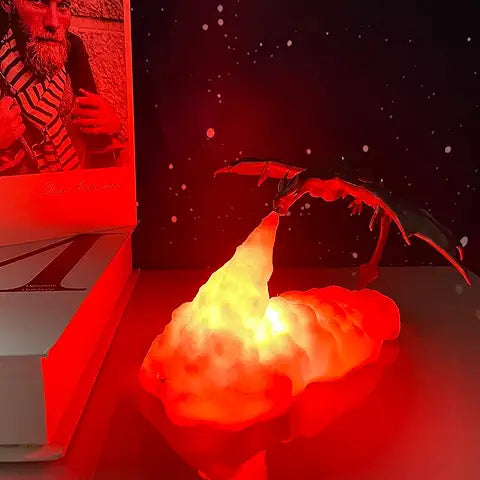 Fire Dragon Lamp Light, 3D Printed Night Light LED Moon Light Gift for Boys and Girls Bedroom Kids Room with USB Rechargeable (Fire Dragon)